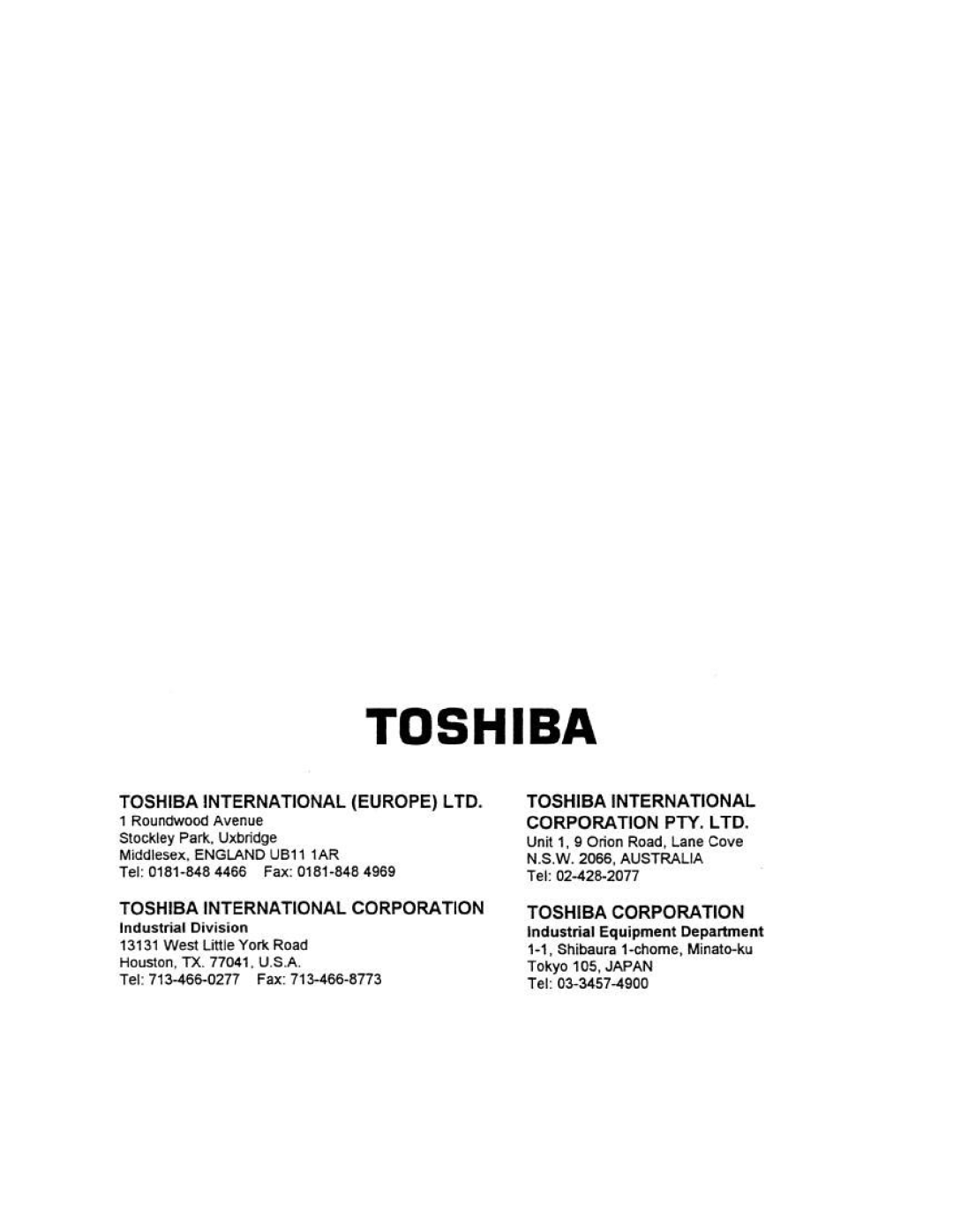 Toshiba PROSEC T3 user manual 