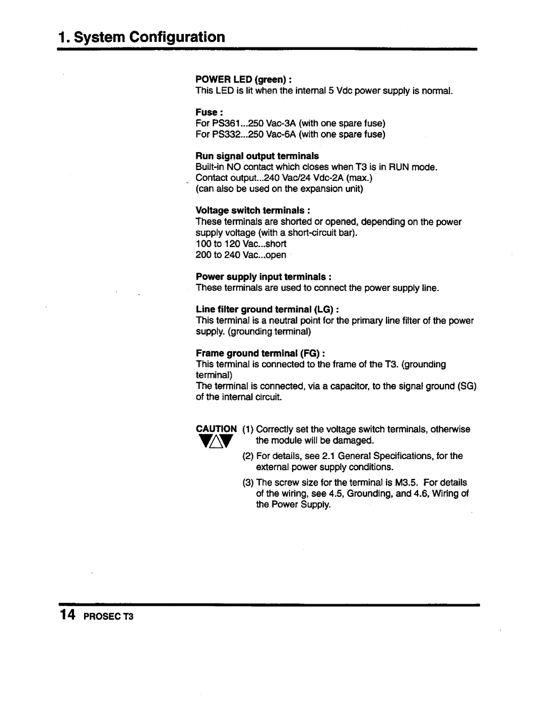 Toshiba PROSEC T3 user manual 