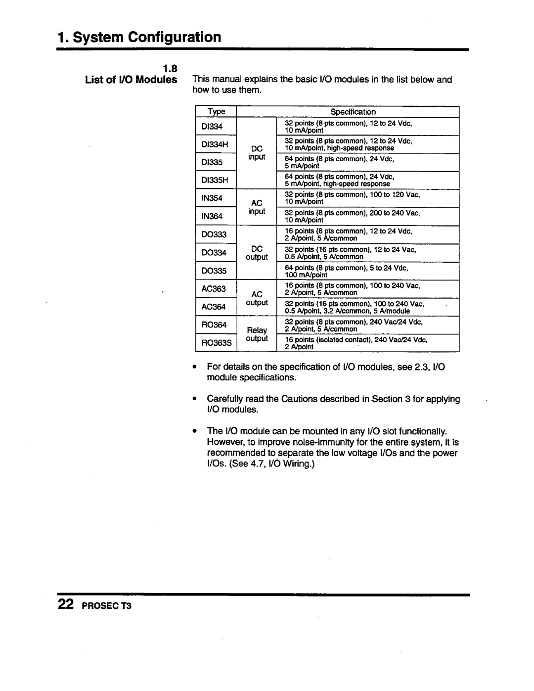 Toshiba PROSEC T3 user manual 