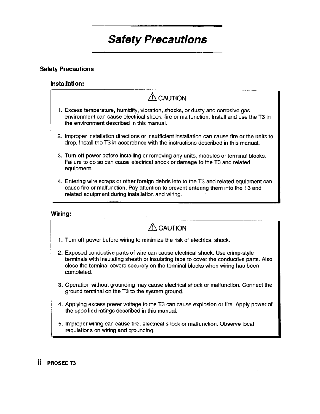 Toshiba PROSEC T3 user manual 