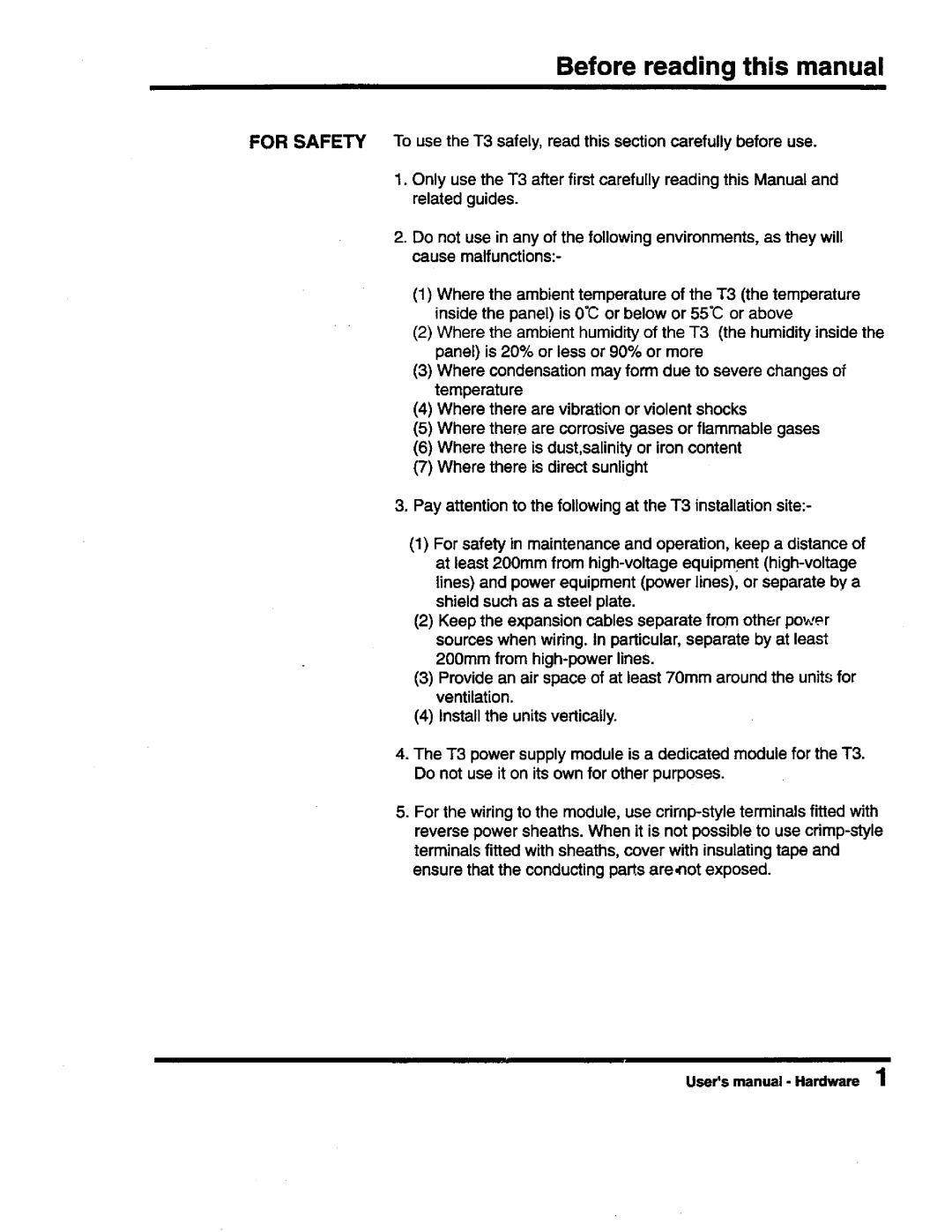 Toshiba PROSEC T3 user manual 