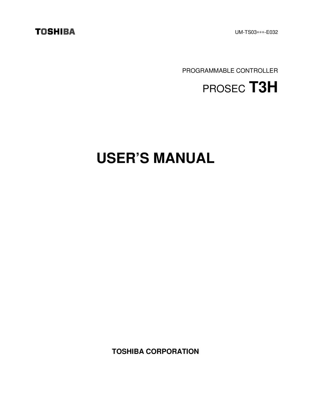 Toshiba PROSEC T3H user manual USER’S Manual 