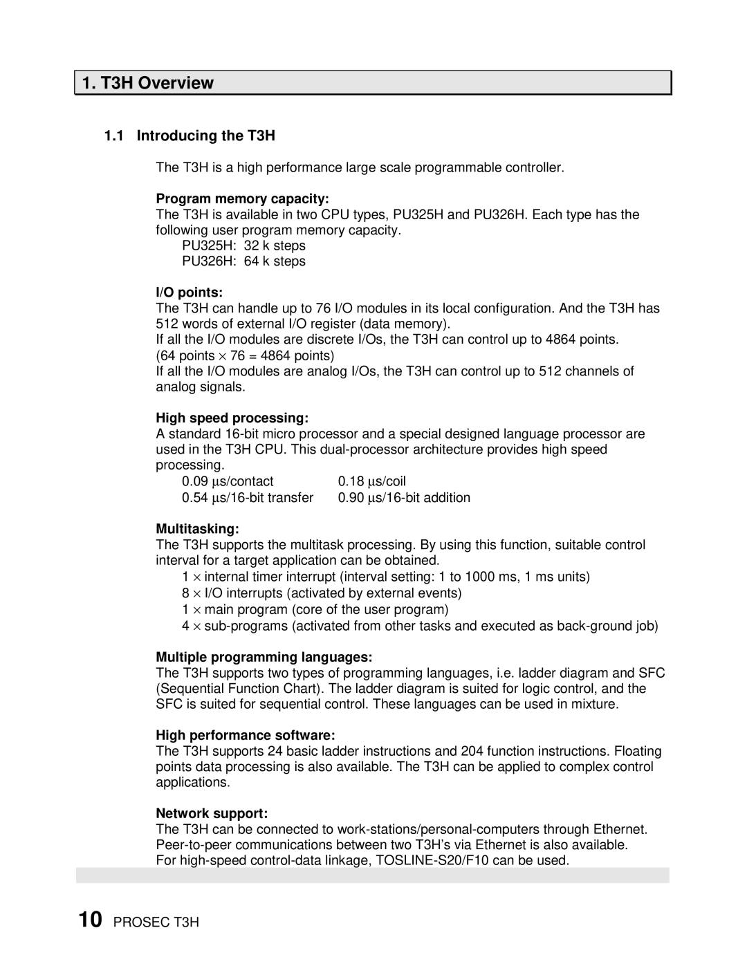 Toshiba PROSEC T3H user manual Introducing the T3H 