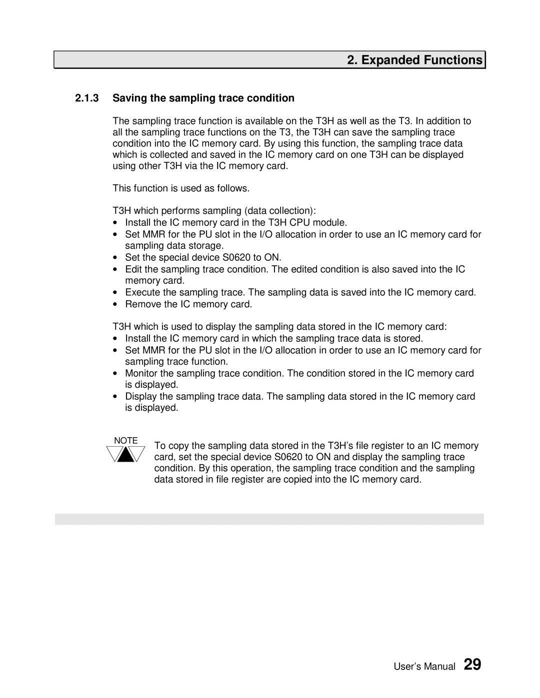 Toshiba PROSEC T3H user manual Saving the sampling trace condition 