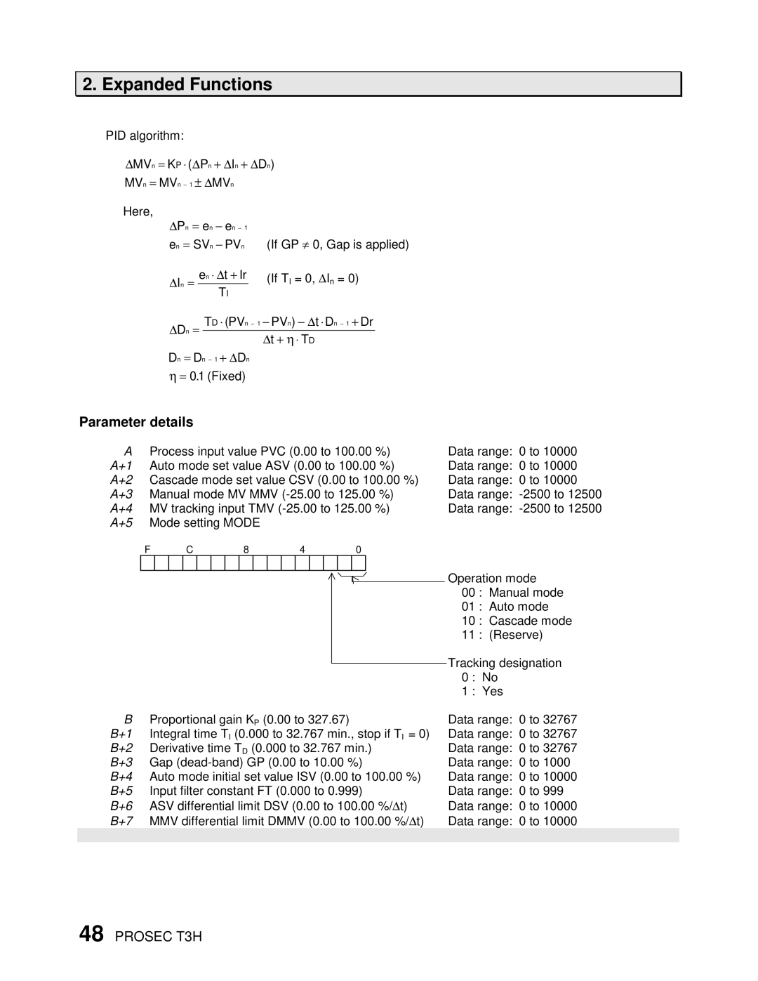 Toshiba PROSEC T3H user manual Parameter details 