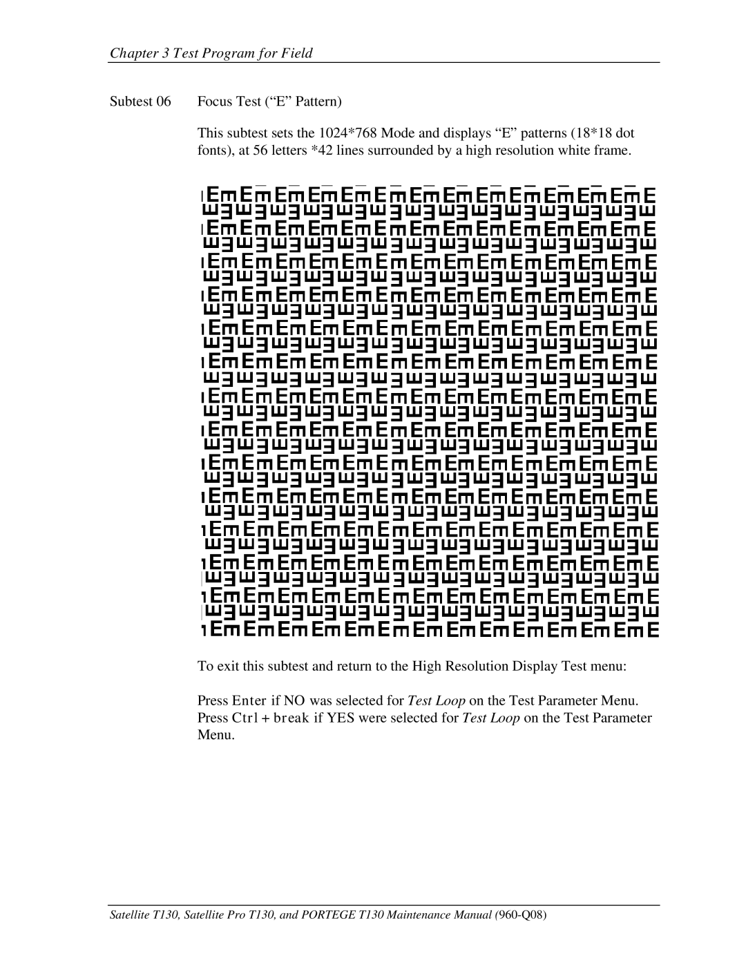 Toshiba PROT130 manual Test Program for Field 