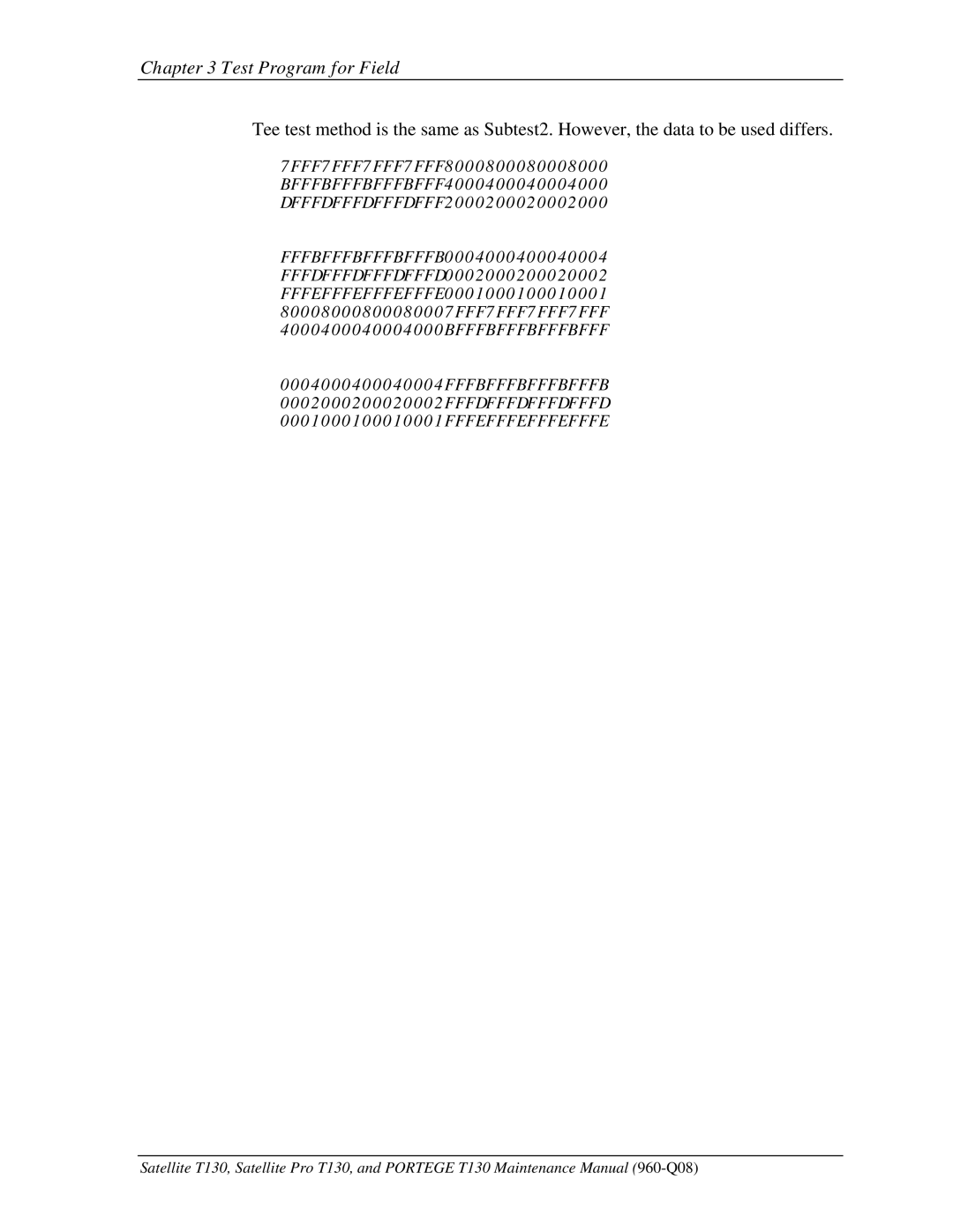 Toshiba PROT130 manual Test Program for Field 