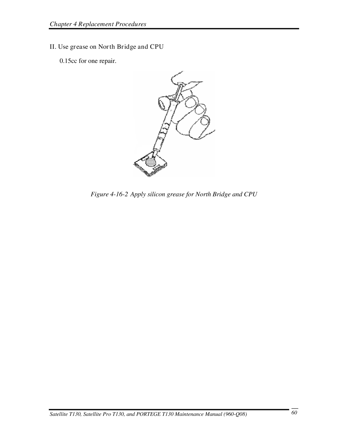 Toshiba PROT130 manual II. Use grease on North Bridge and CPU 0.15cc for one repair 