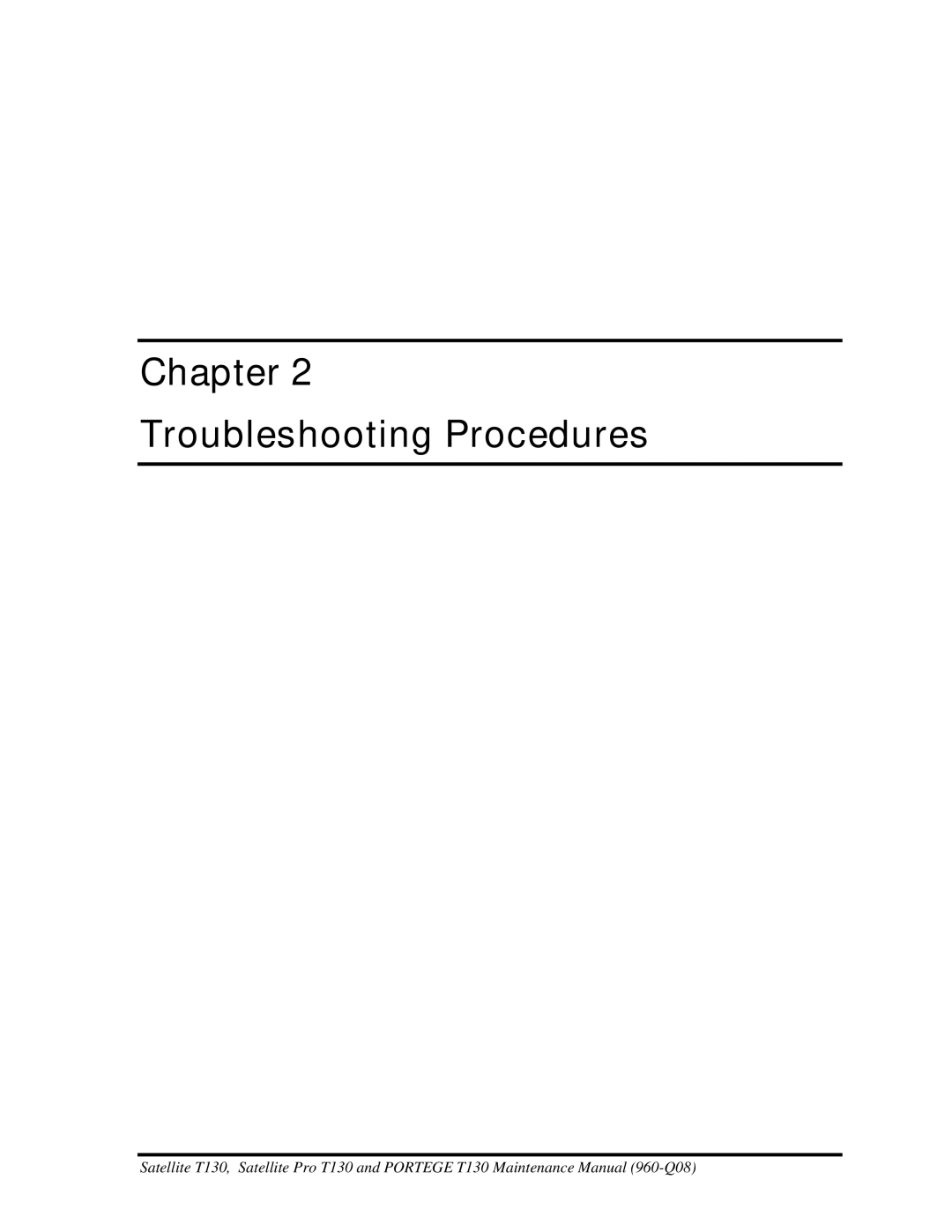 Toshiba PROT130 manual Chapter Troubleshooting Procedures 