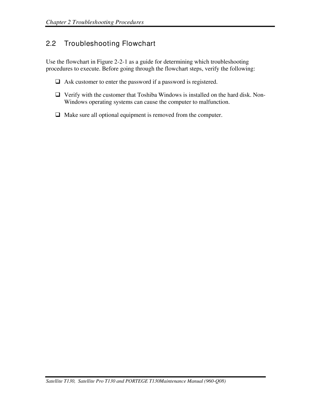 Toshiba PROT130 manual Troubleshooting Flowchart 