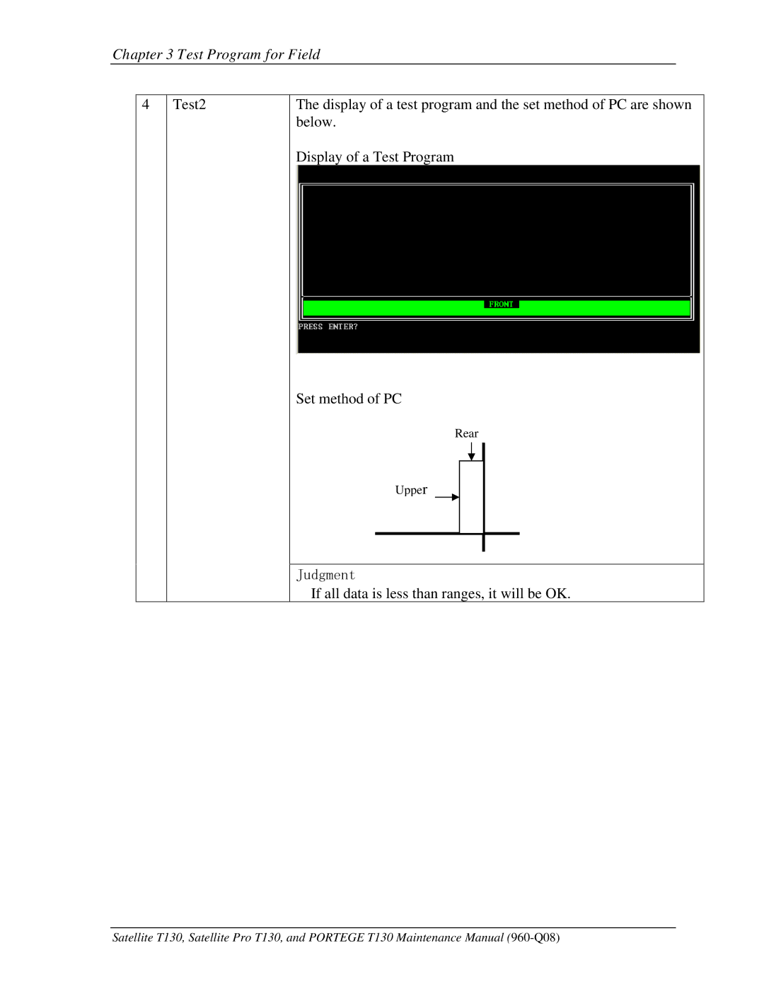 Toshiba PROT130 manual Rear Upper 