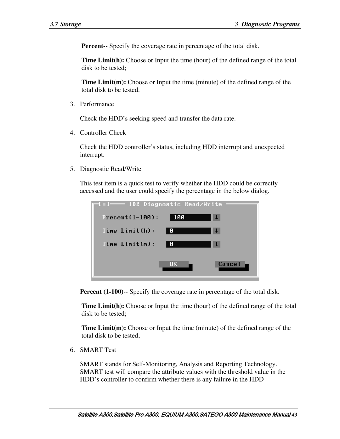 Toshiba PSAGFX, PSAGBX, PSAGAX, PSAGQX, PSAGRX, PSAGCX, PSAGVX, PSAG9X, PSAGUX, PSAGEX, PSAGDX manual Storage Diagnostic Programs 