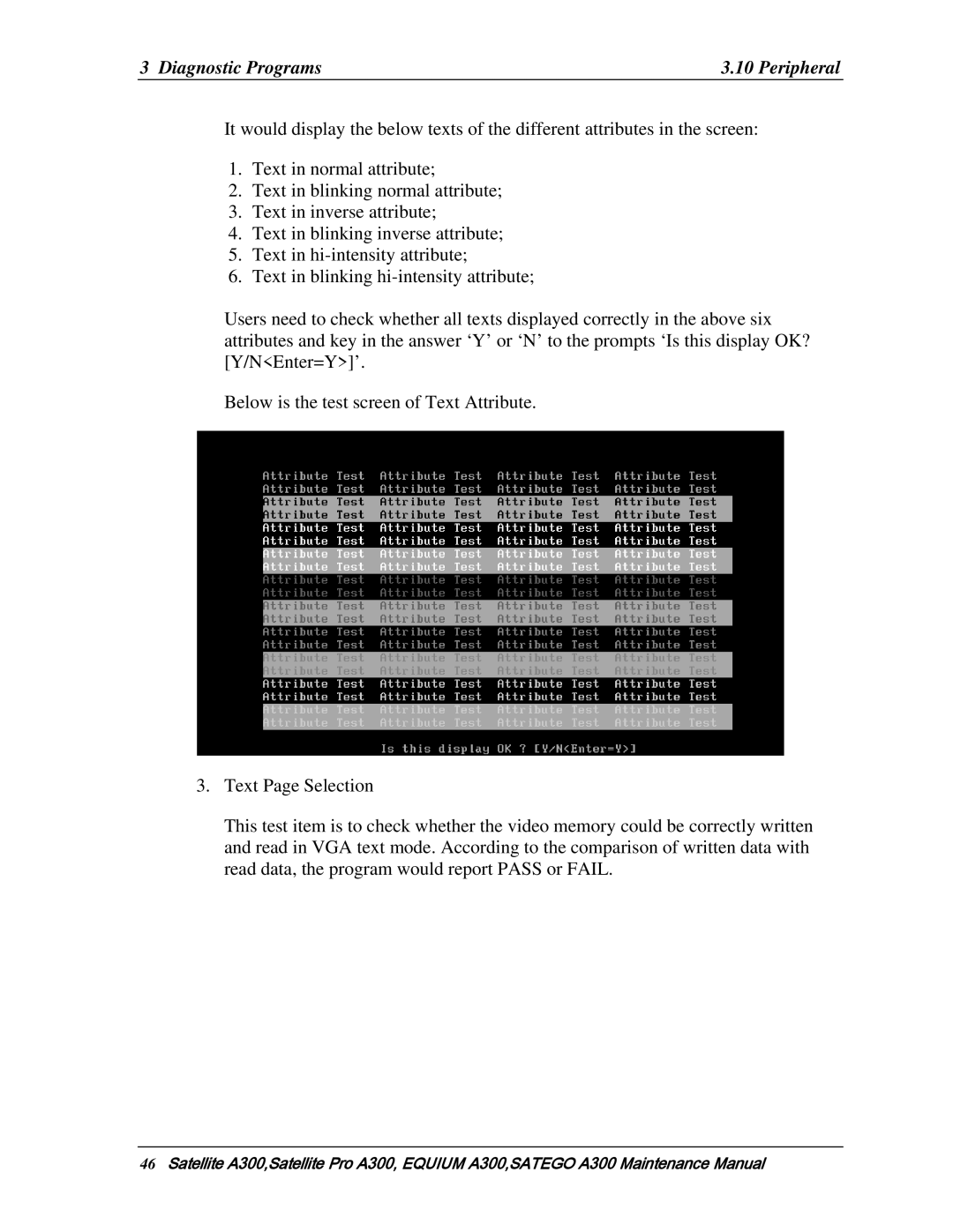 Toshiba PSAGQX, PSAGFX, PSAGBX, PSAGAX, PSAGRX, PSAGCX, PSAGVX, PSAG9X, PSAGUX, PSAGEX, PSAGDX manual Diagnostic Programs Peripheral 