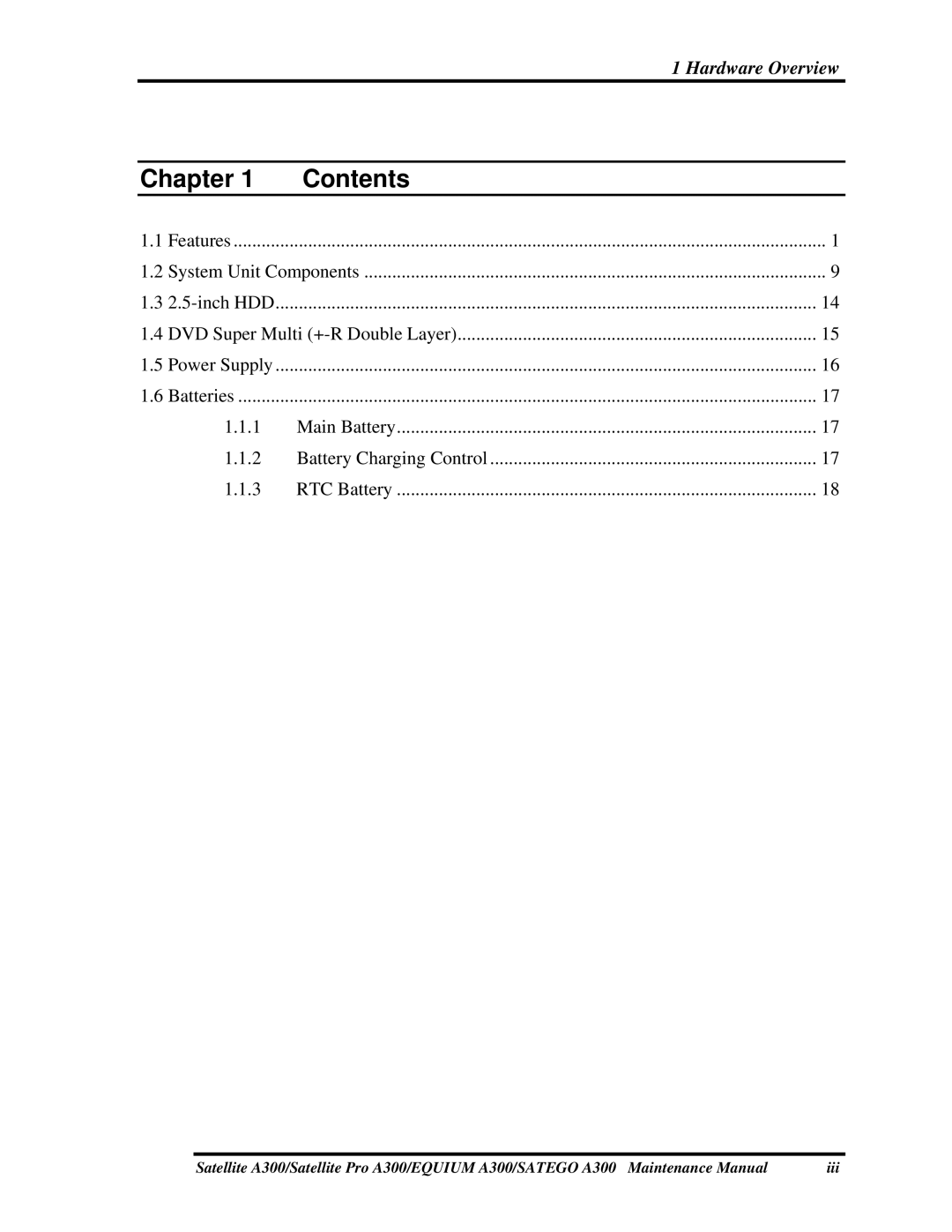 Toshiba PSAGRX, PSAGFX, PSAGBX, PSAGAX, PSAGQX, PSAGCX, PSAGVX, PSAG9X, PSAGUX, PSAGEX, PSAGDX manual Chapter Contents 