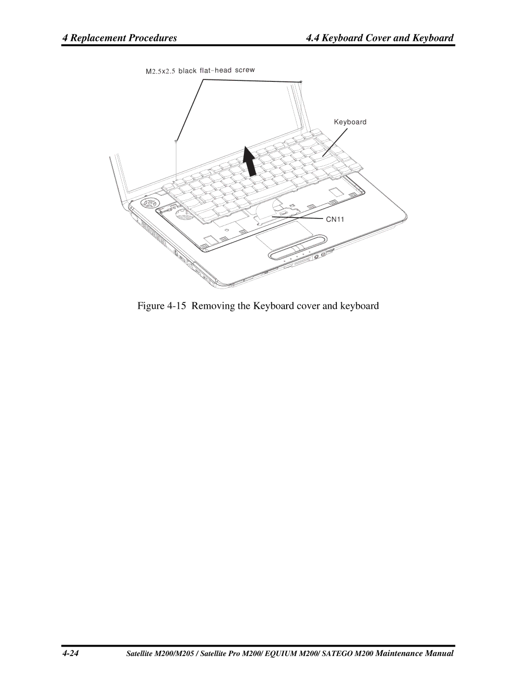 Toshiba PSAG9X, PSAGFX, PSAGBX, PSAGAX, PSAGQX, PSAGRX, PSAGCX, PSAGVX, PSAGUX Replacement Procedures Keyboard Cover and Keyboard 