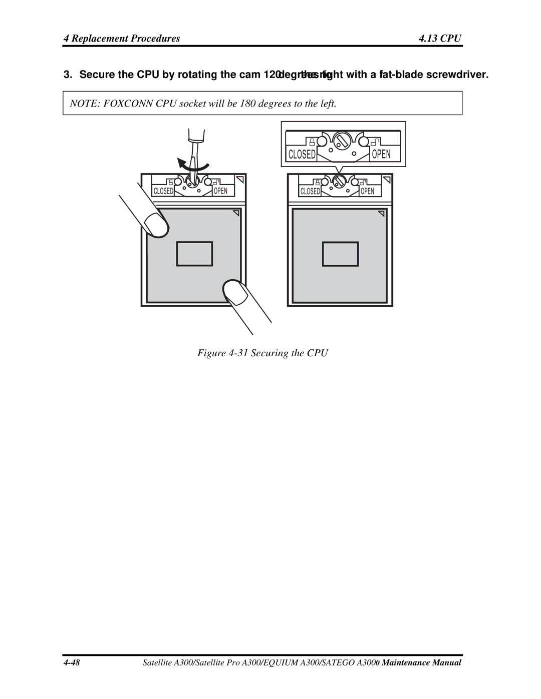 Toshiba PSAGEX, PSAGFX, PSAGBX, PSAGAX, PSAGQX, PSAGRX, PSAGCX, PSAGVX, PSAG9X, PSAGUX, PSAGDX manual Securing the CPU 