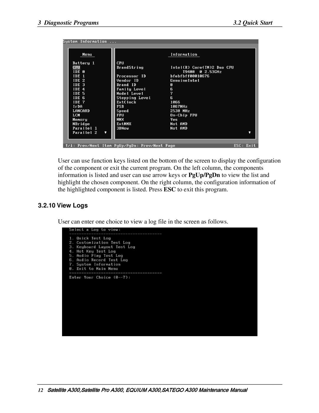 Toshiba PSAGAX, PSAGFX, PSAGBX, PSAGQX, PSAGRX, PSAGCX, PSAGVX, PSAG9X, PSAGUX, PSAGEX, PSAGDX manual View Logs 