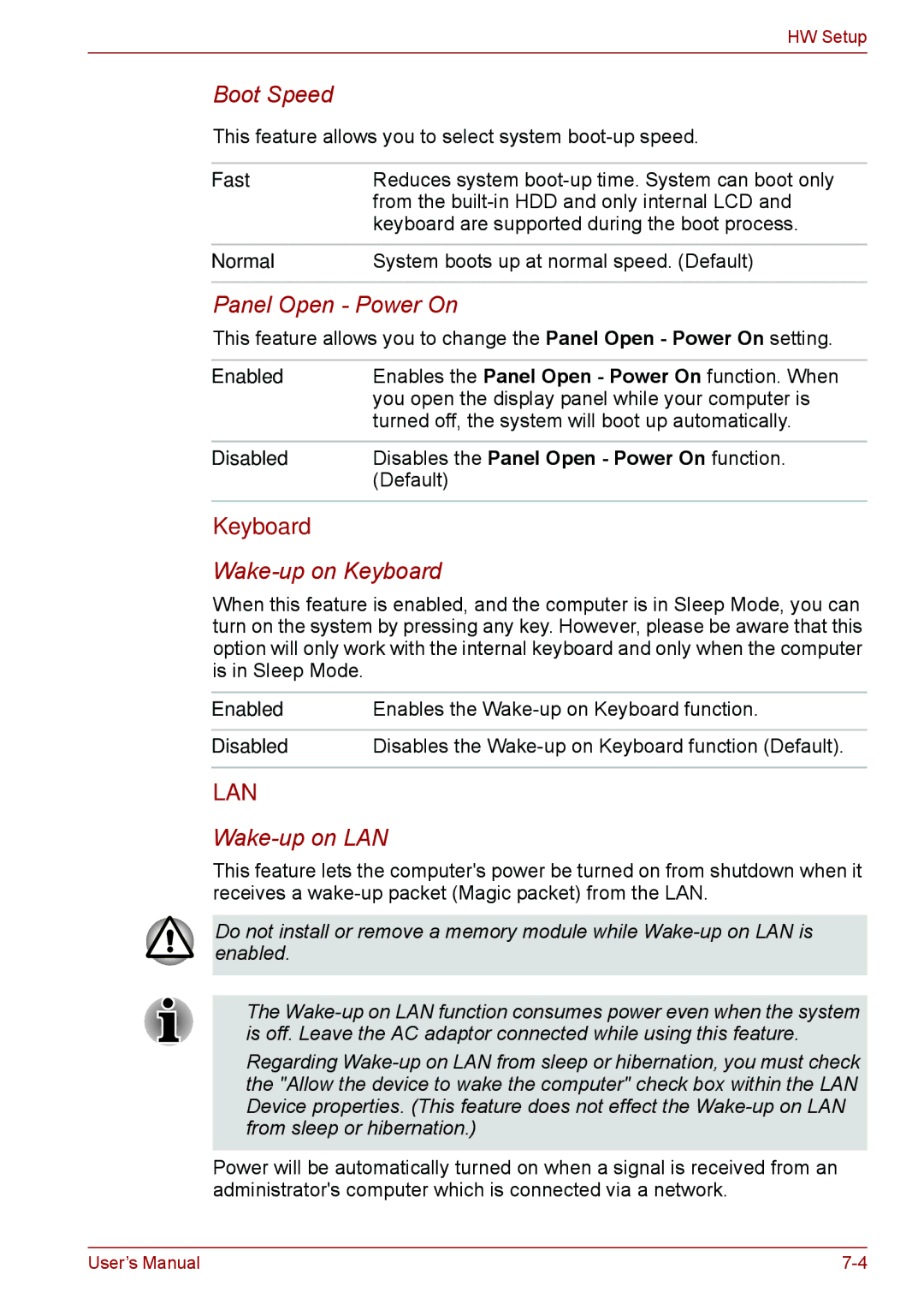 Toshiba PSC2EU-05400L user manual Boot Speed, Keyboard 