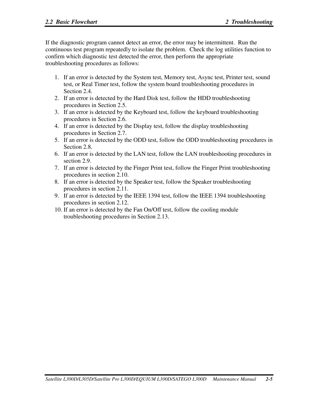 Toshiba SATEGO L300D, PSLCAX/PSLCBX, EQUIUM L300D manual 2BasicFlowchart 