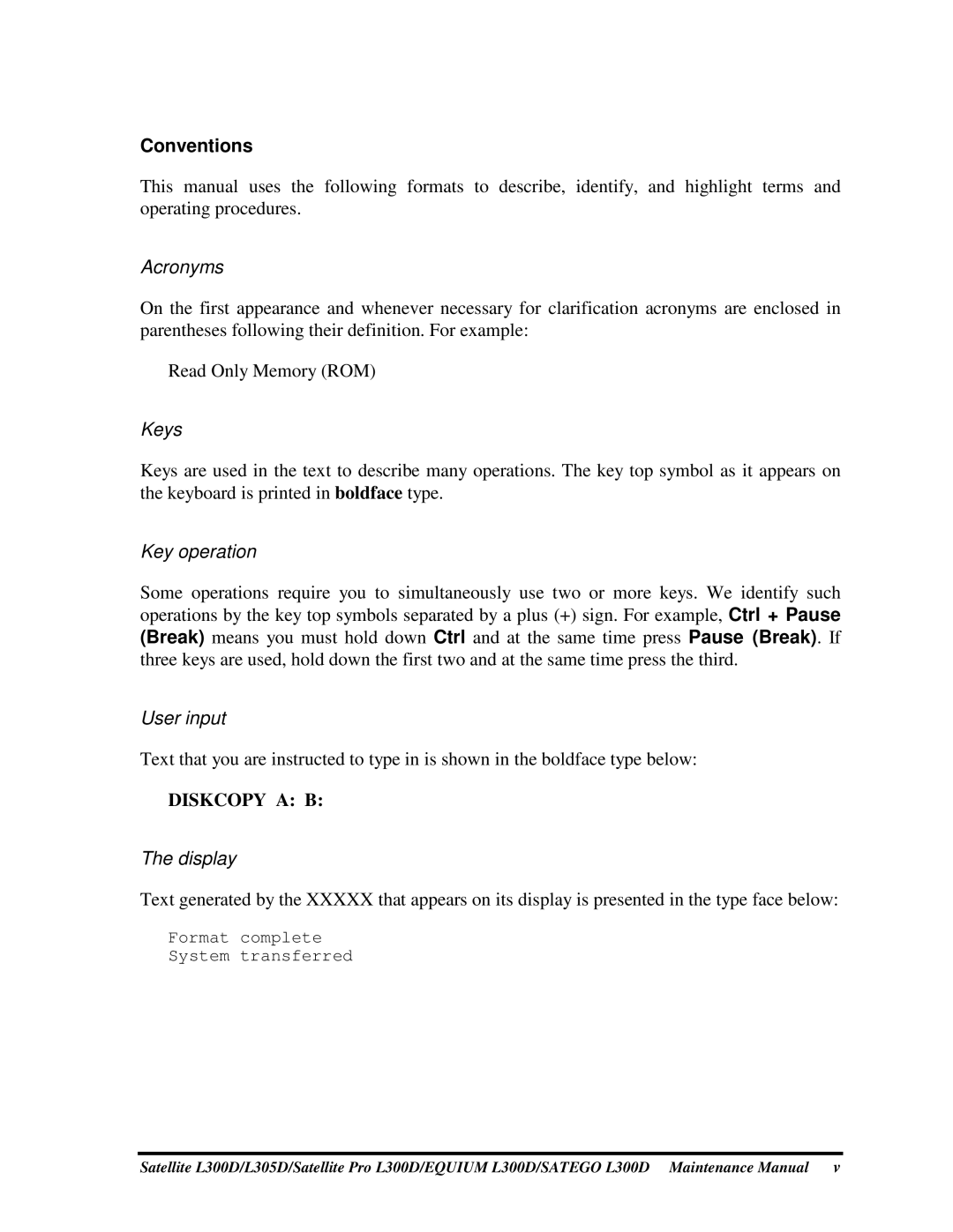 Toshiba EQUIUM L300D, PSLCAX/PSLCBX, SATEGO L300D manual Conventions, Acronyms 