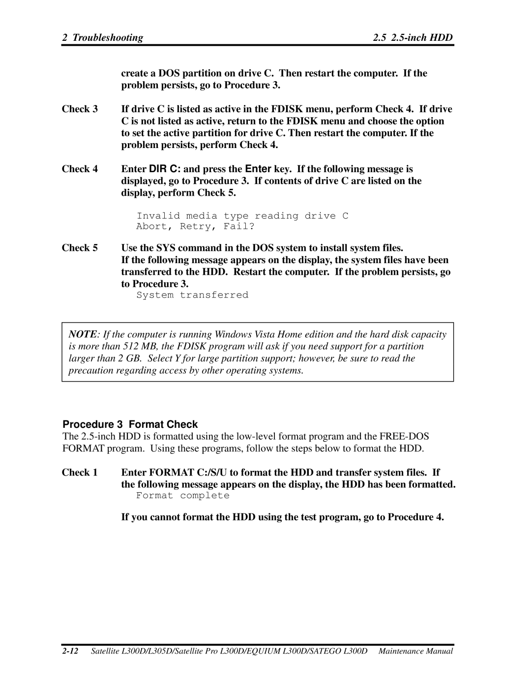 Toshiba EQUIUM L300D manual Problempersists,gotoProcedure3 Check3, Problempersists,performCheck4, Display,performCheck5 