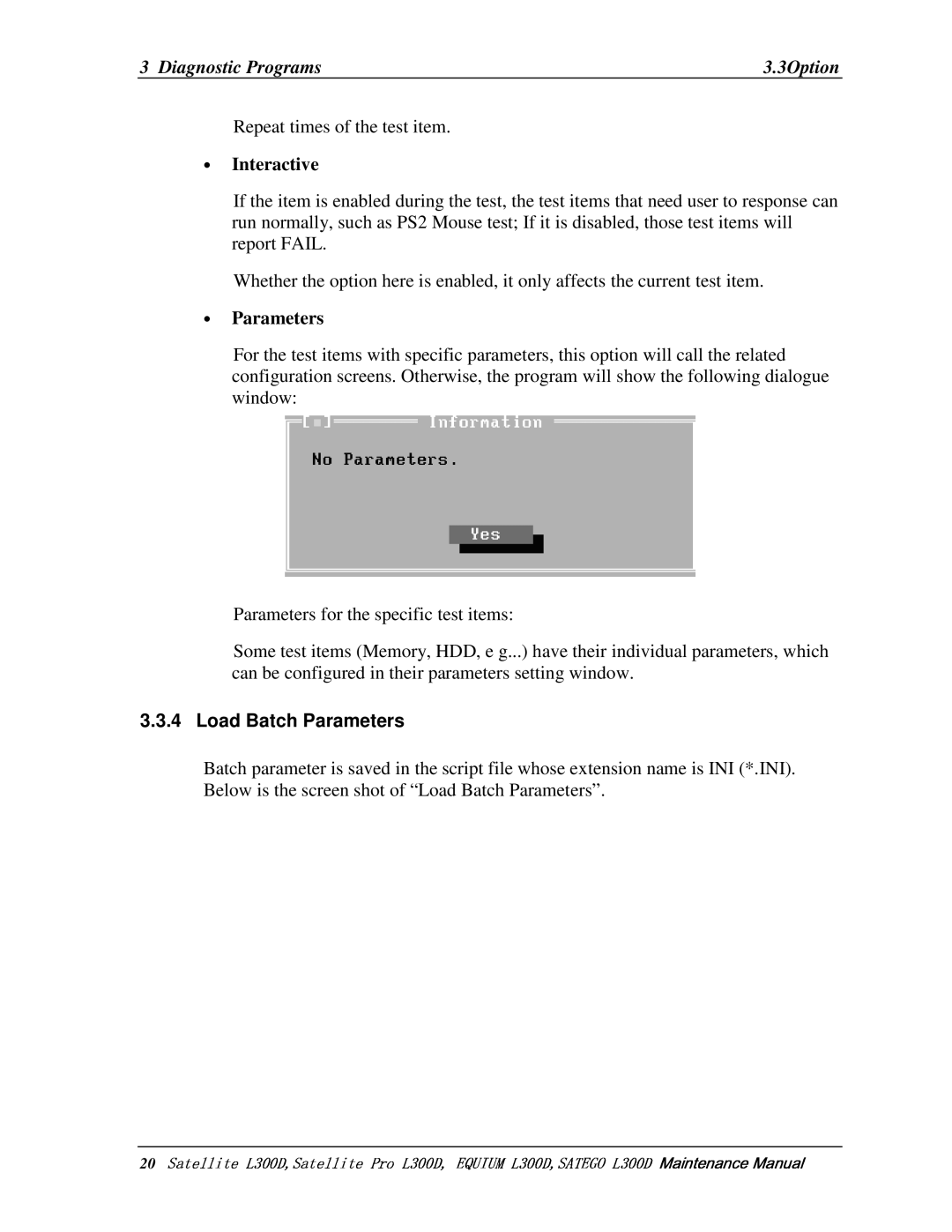 Toshiba SATEGO L300D, PSLCAX/PSLCBX 20       , Repeattimesofthetestitem, LoadBatchParameters 