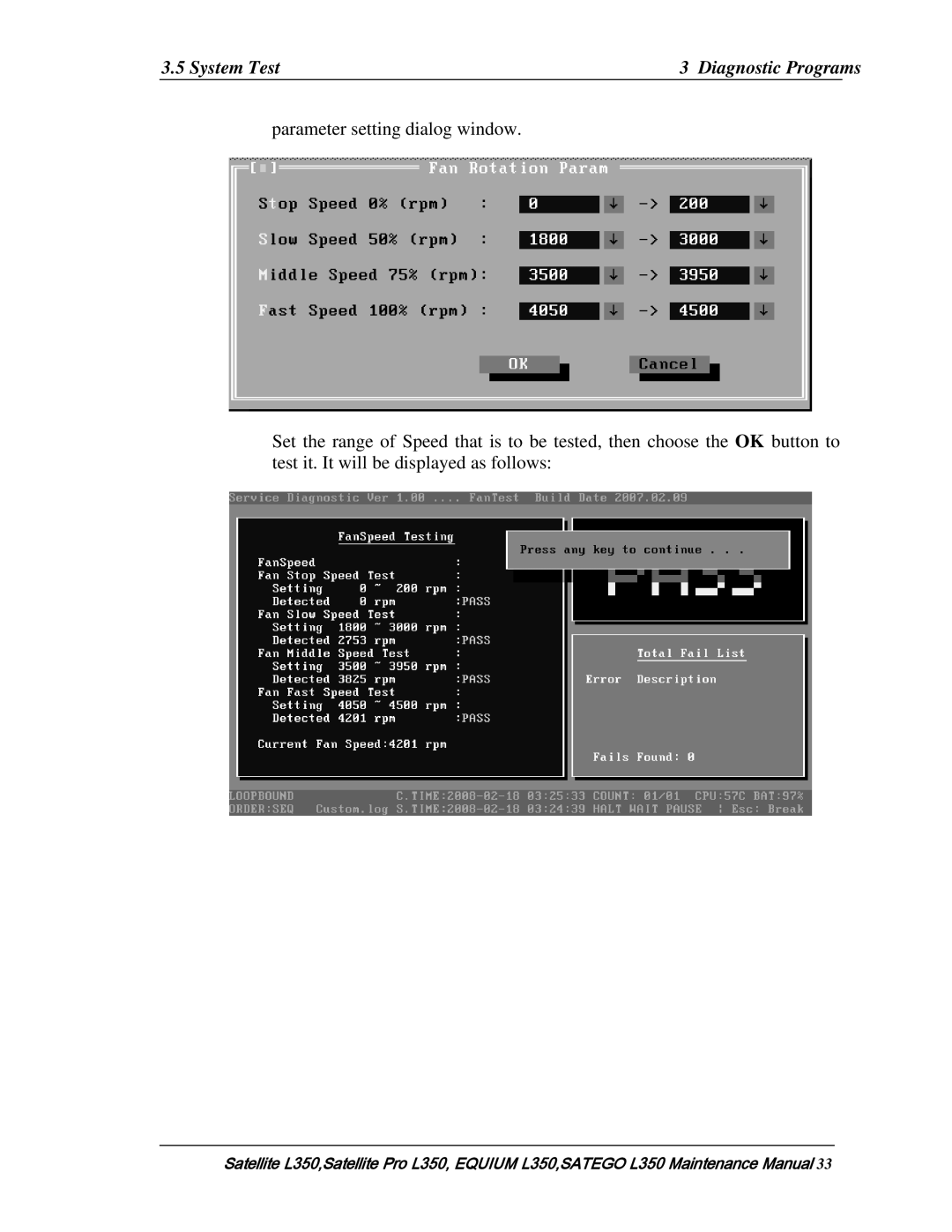 Toshiba PSLD3X, PSLD1X, PSLD2X manual System Test Diagnostic Programs 