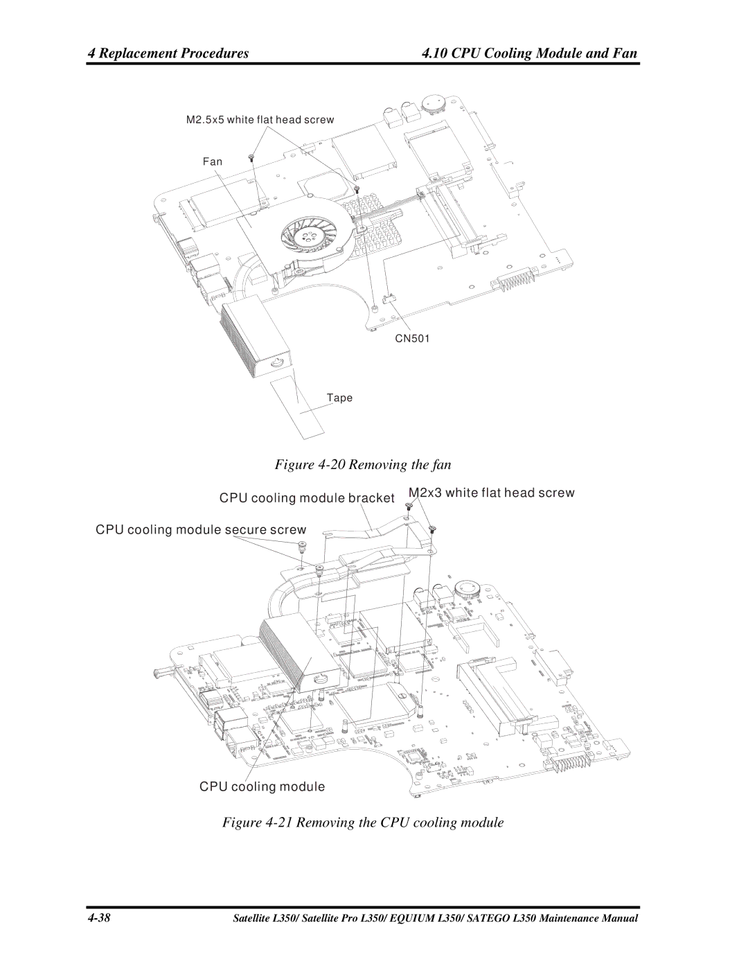 Toshiba PSLD3X, PSLD1X, PSLD2X manual Removing the fan 