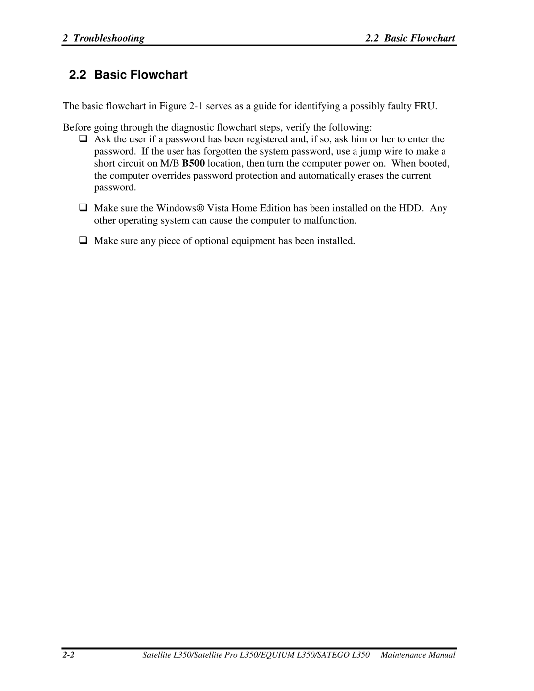 Toshiba PSLD2X, PSLD1X, PSLD3X manual Troubleshooting Basic Flowchart 