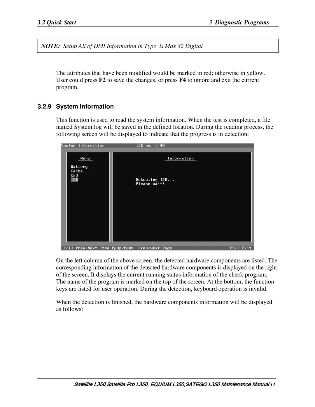 Toshiba PSLD2X, PSLD1X, PSLD3X manual System Information 