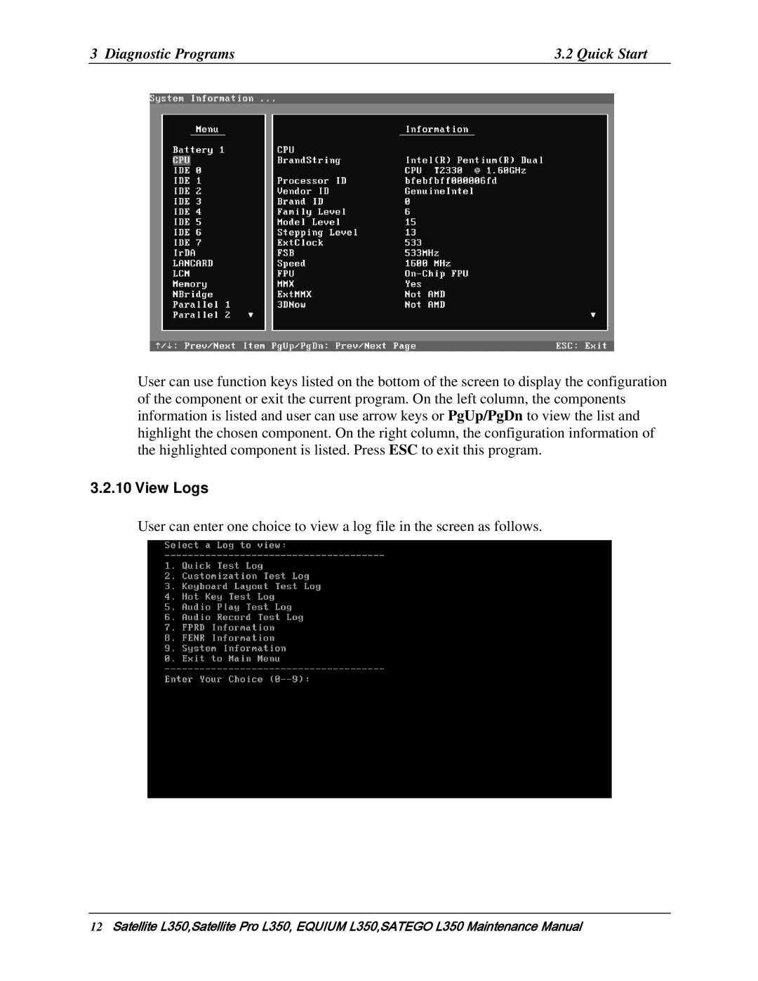 Toshiba PSLD3X, PSLD1X, PSLD2X manual View Logs 