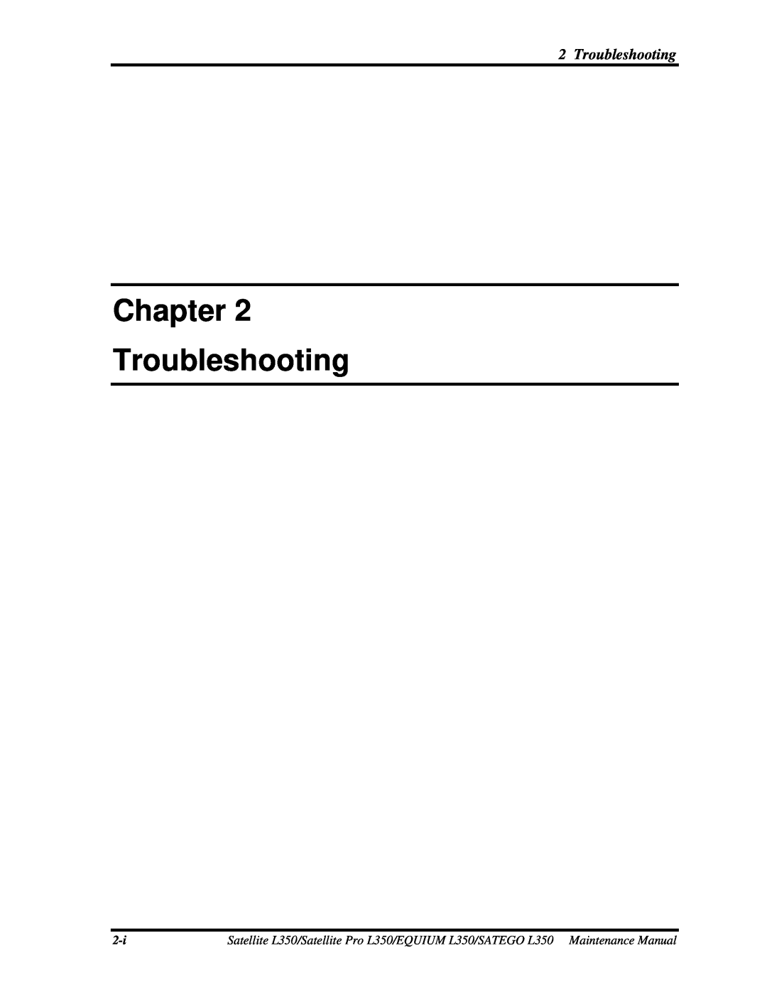 Toshiba PSLD3X, PSLD1X, PSLD2X manual Chapter Troubleshooting 