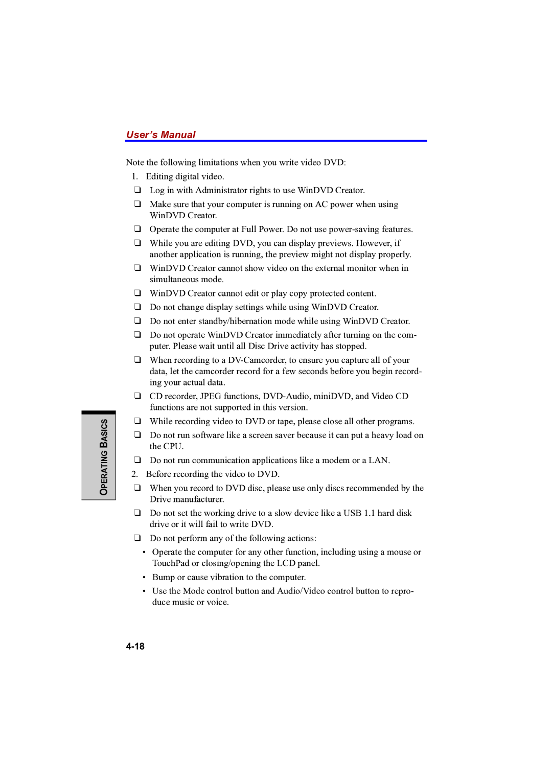 Toshiba PTA42 user manual User’s Manual 