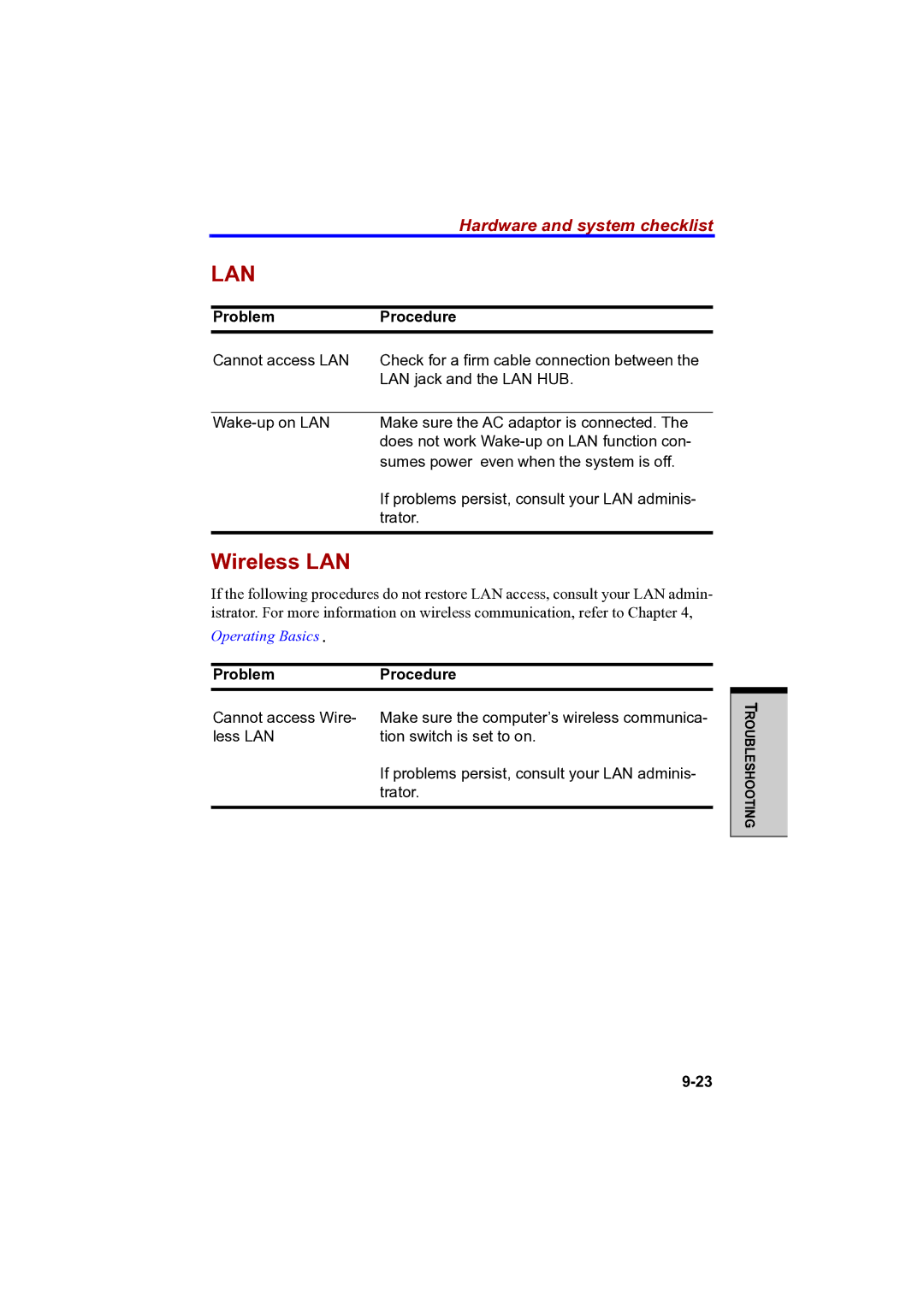 Toshiba PTA42 user manual Lan 