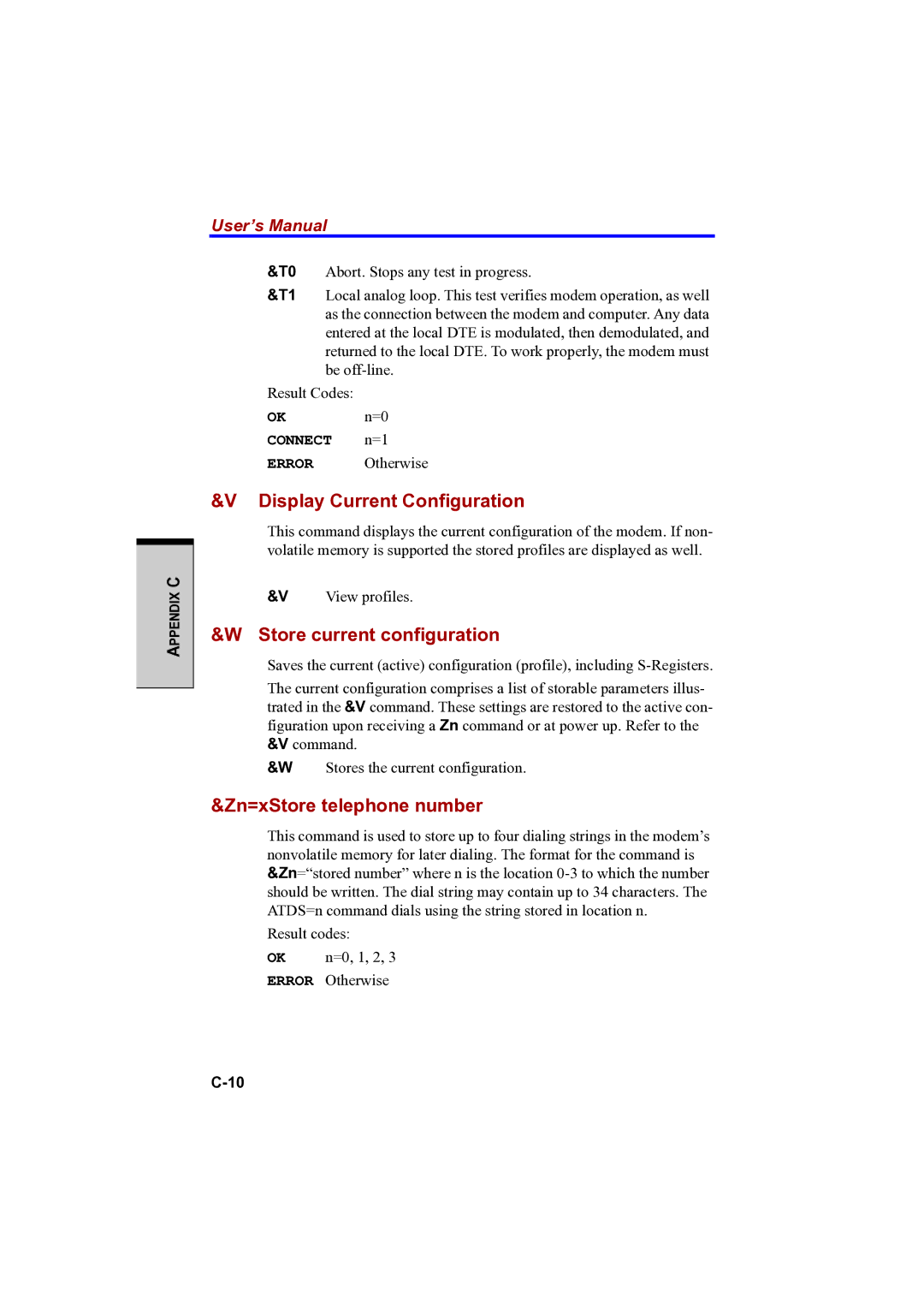 Toshiba PTA42 user manual Display Current Configuration, Store current configuration, Zn=xStore telephone number 