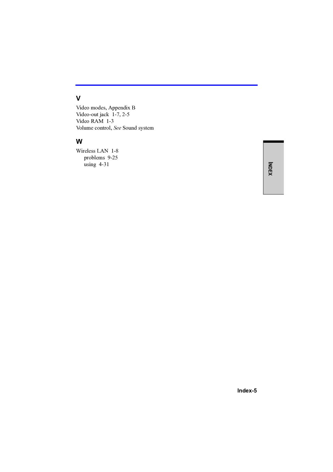 Toshiba PTA42 user manual Index-5 