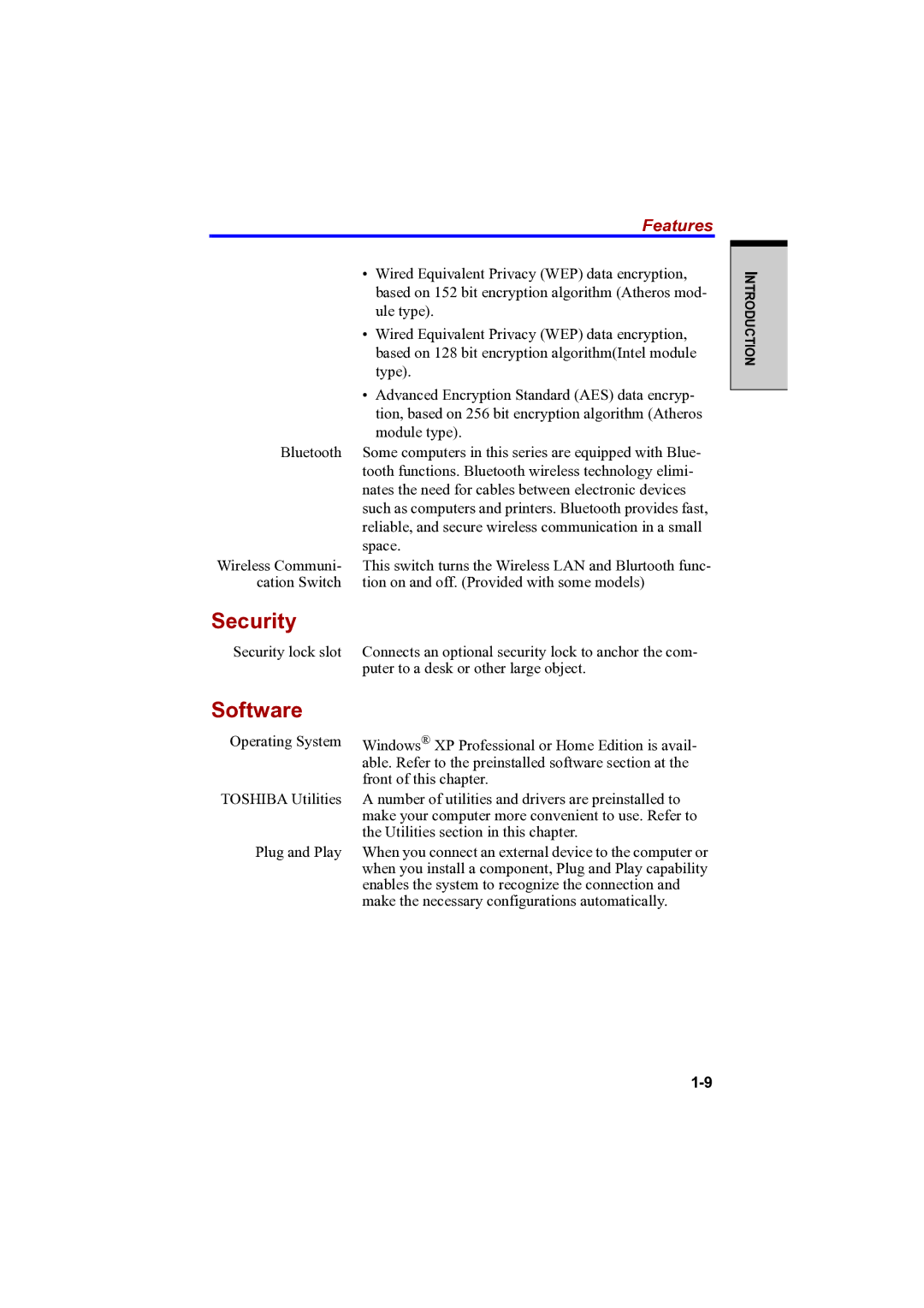 Toshiba PTA42 user manual Security 