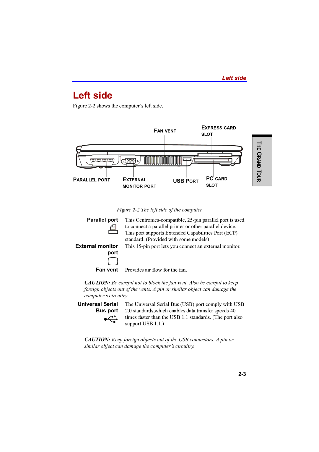 Toshiba PTA42 user manual Left side 