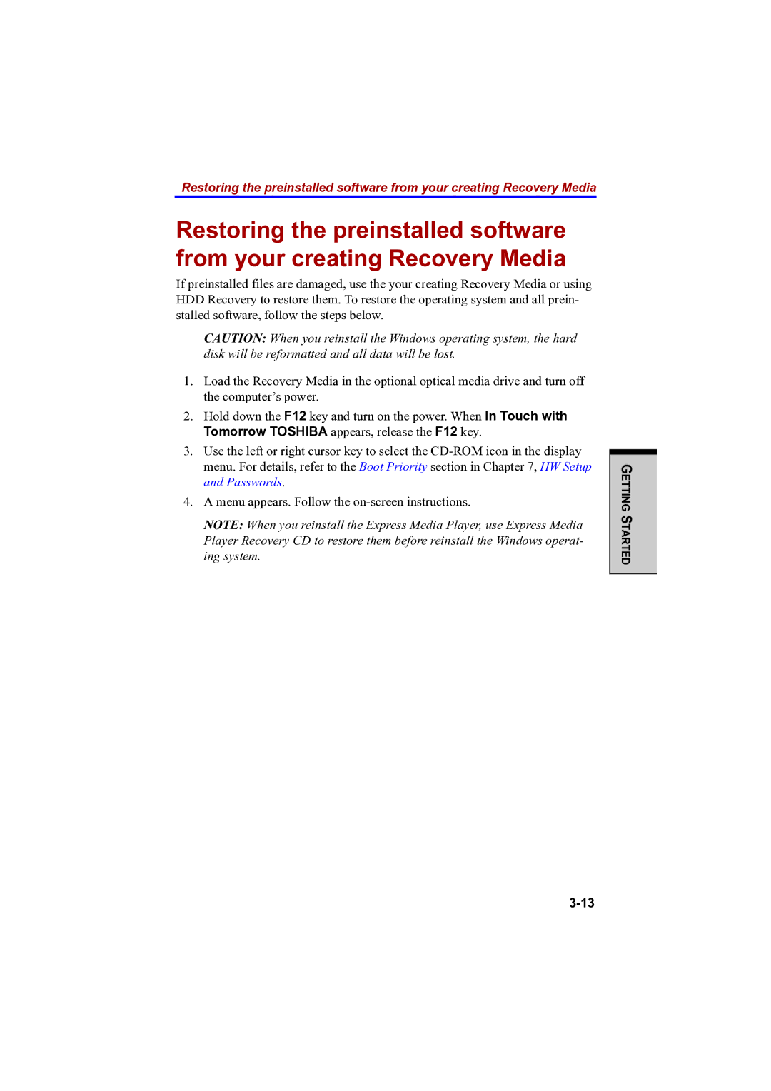 Toshiba PTA42 user manual Getting Started 