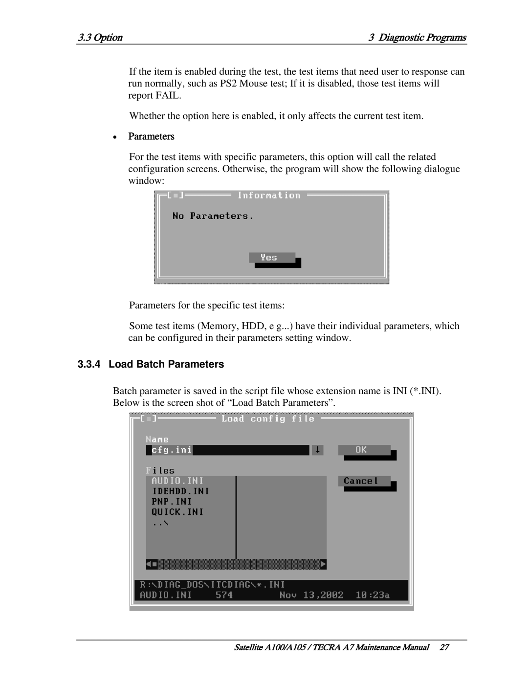 Toshiba PTA70, PTA71, PSAA9 manual Load Batch Parameters 