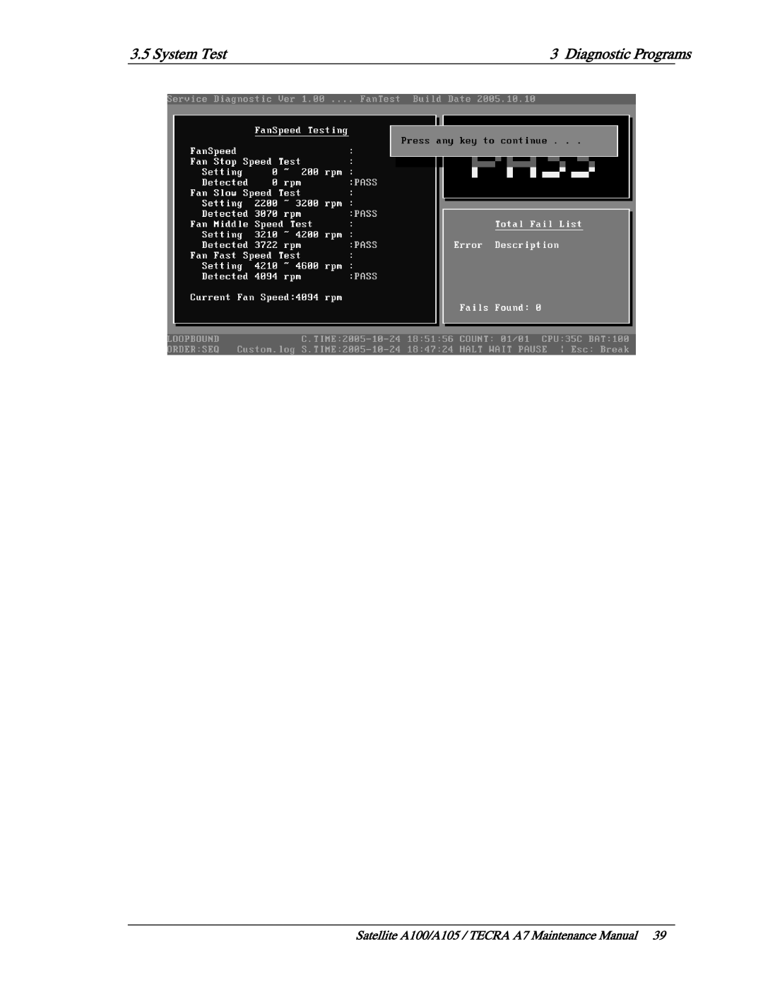 Toshiba PTA70, PTA71, PSAA9 manual System Test 