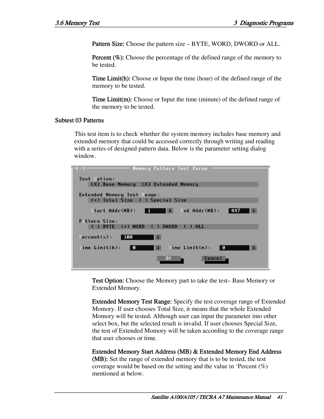 Toshiba PTA71, PTA70, PSAA9 manual Subtest 03 Patterns 