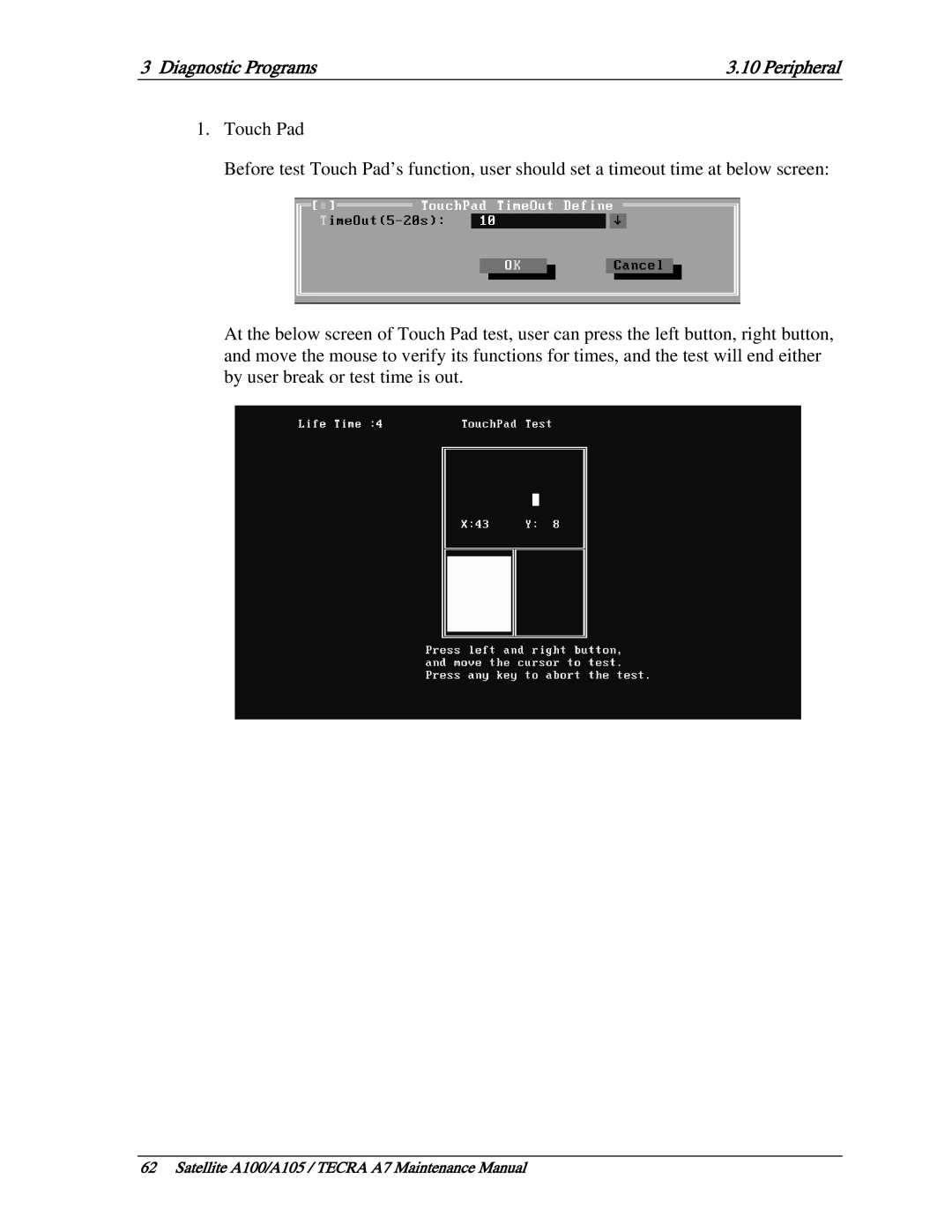 Toshiba PTA71, PTA70, PSAA9 manual Diagnostic Programs 