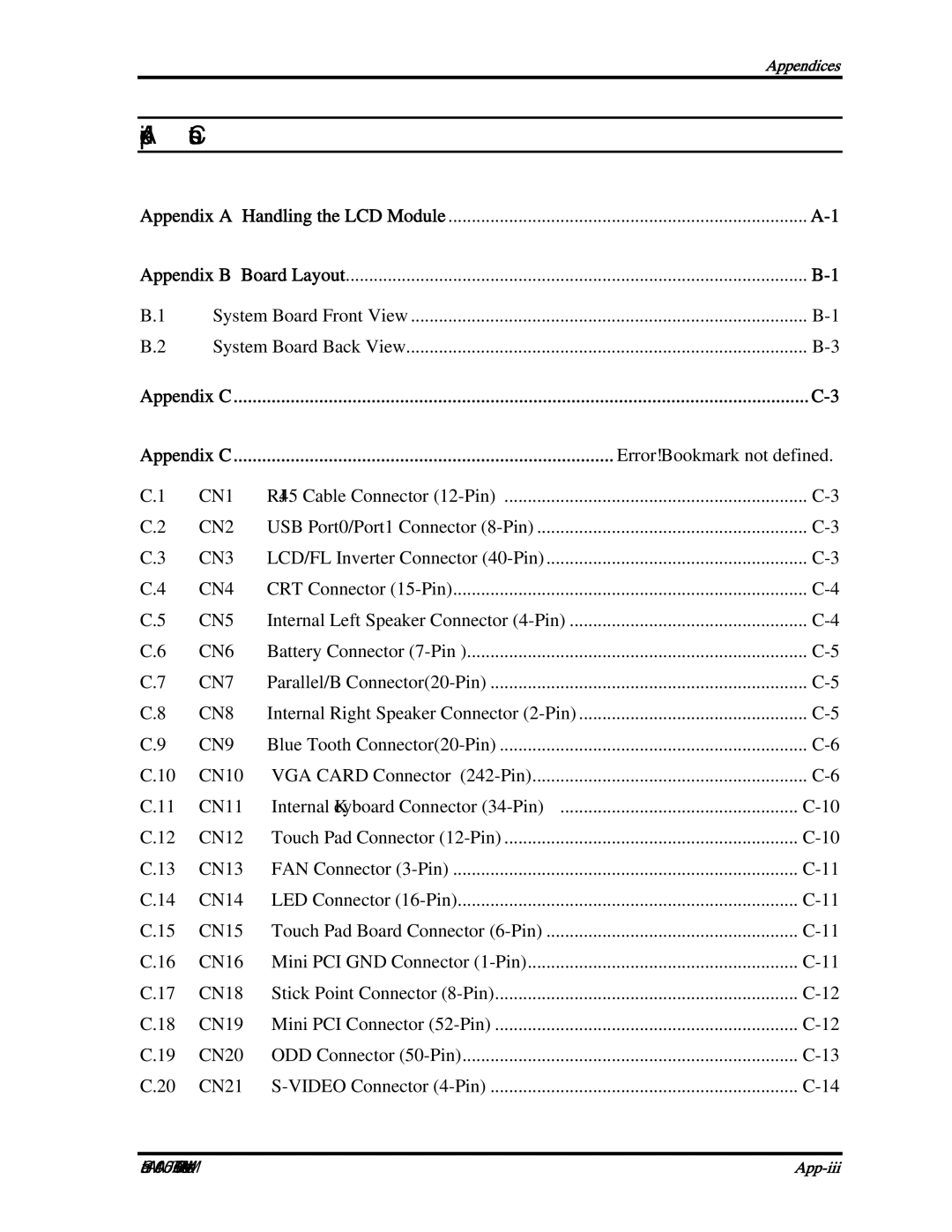 Toshiba PTA70, PTA71, PSAA9 manual Appendix Contents 