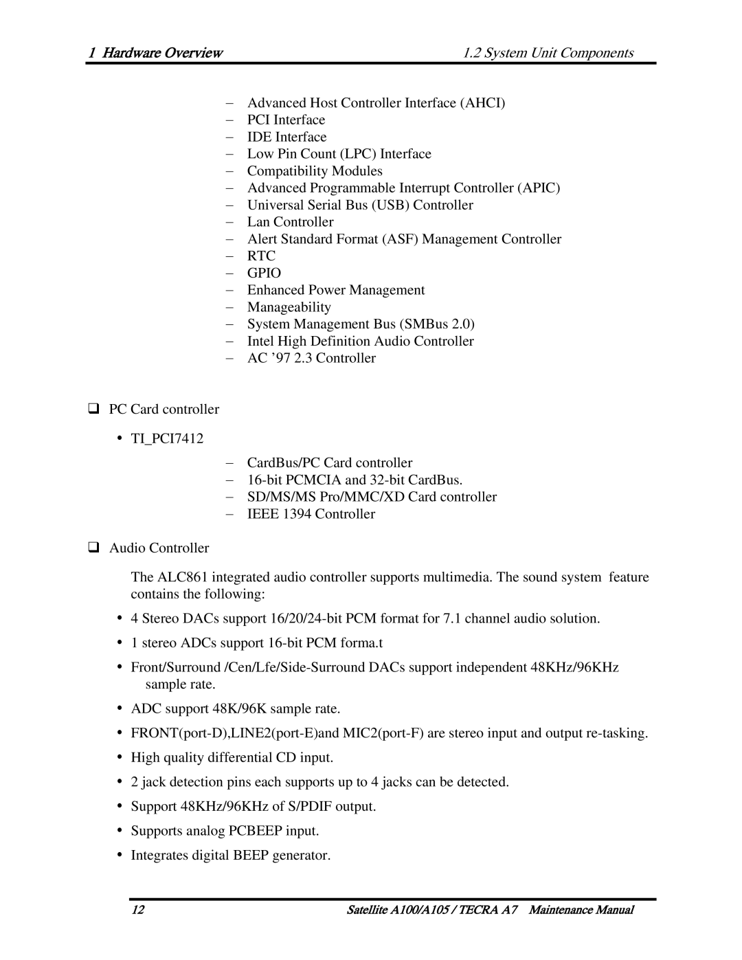 Toshiba PSAA9, PTA71, PTA70 manual RTC − Gpio 