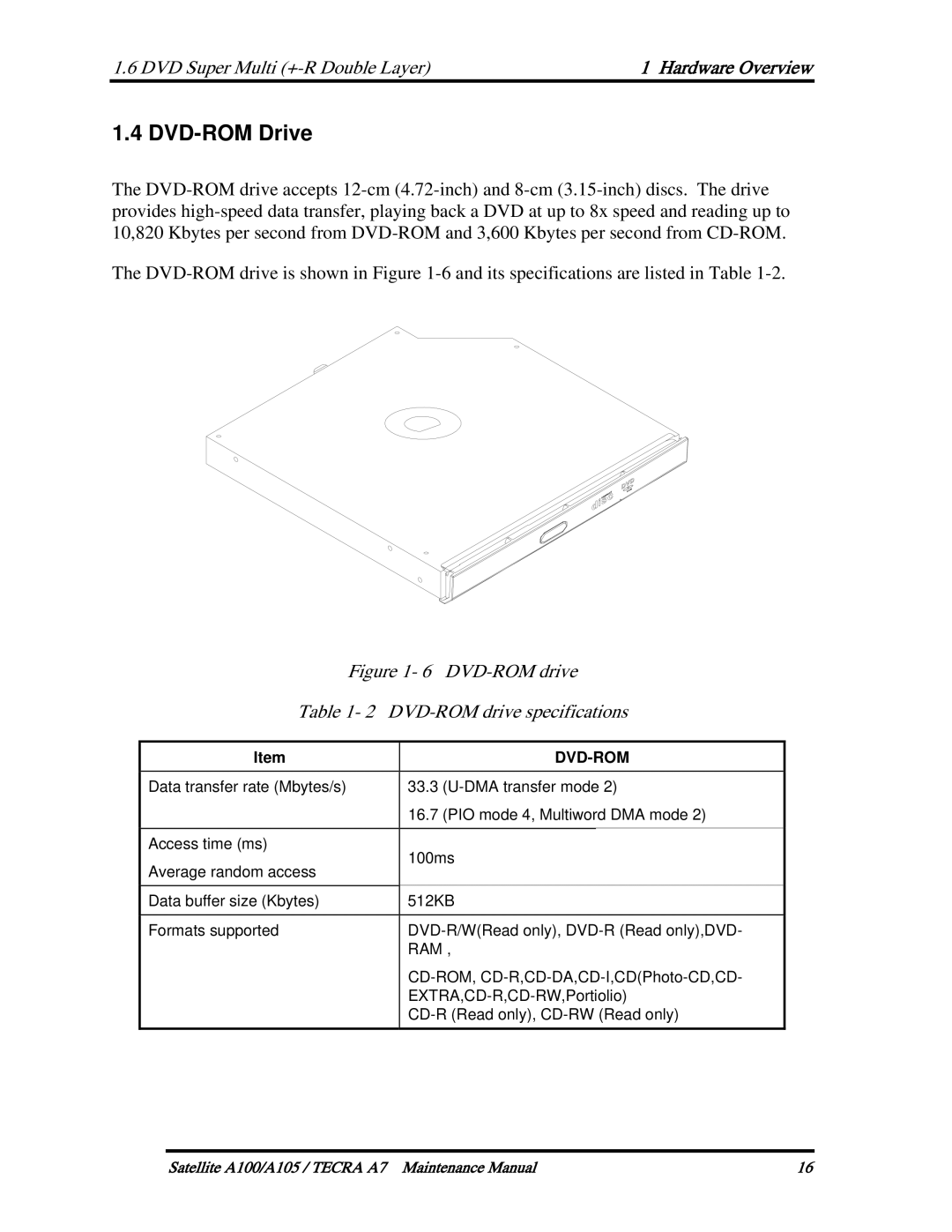 Toshiba PTA71, PTA70, PSAA9 manual DVD-ROM Drive, Dvd-Rom 