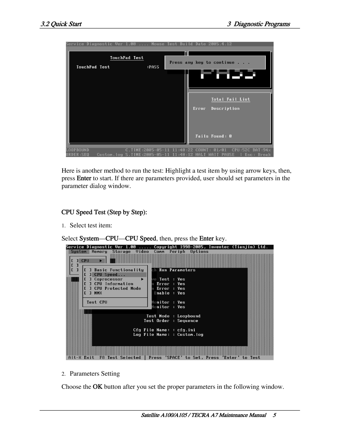 Toshiba PTA71, PTA70, PSAA9 manual CPU Speed Test Step by Step 