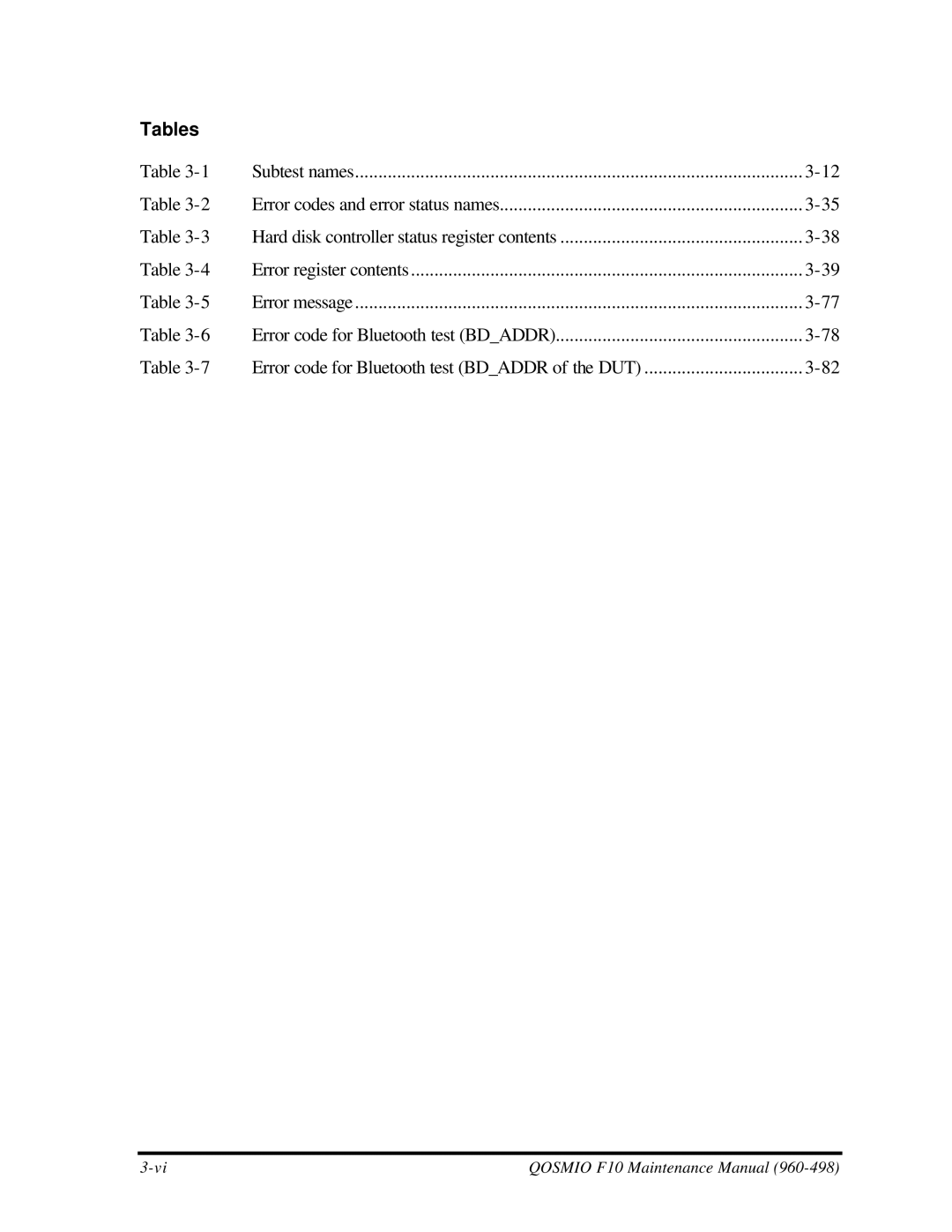 Toshiba qosmio f10 manual Error register contents 