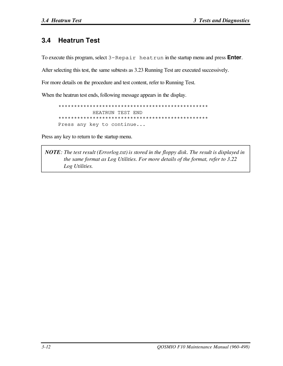 Toshiba qosmio f10 manual Heatrun Test Tests and Diagnostics 