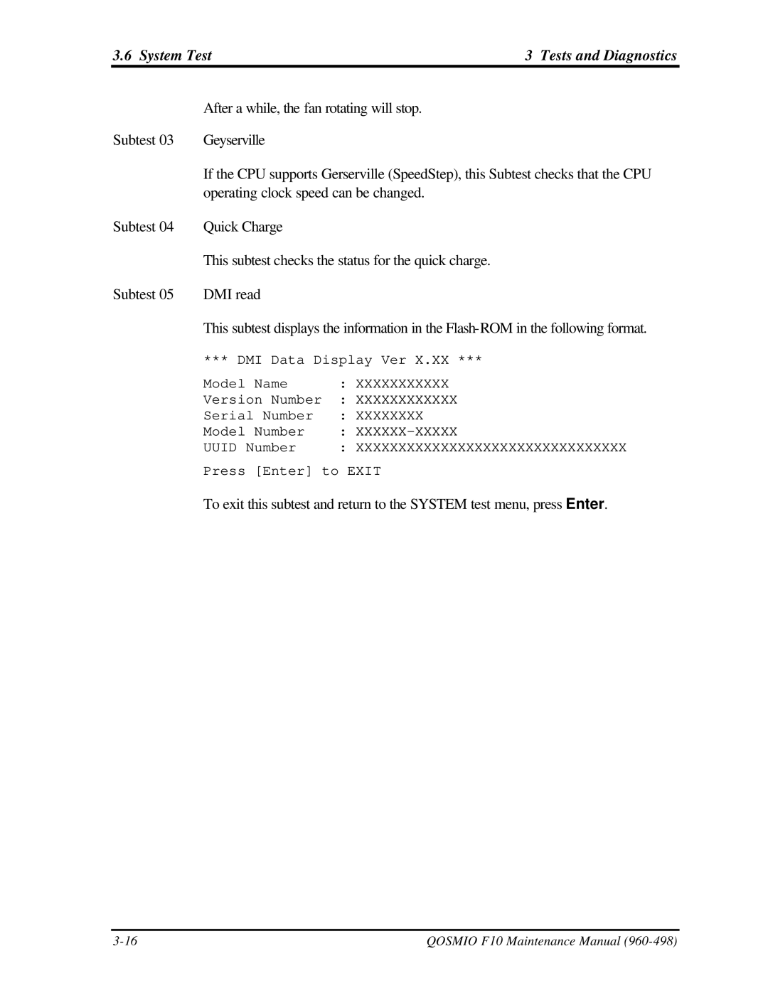 Toshiba qosmio f10 manual System Test Tests and Diagnostics 